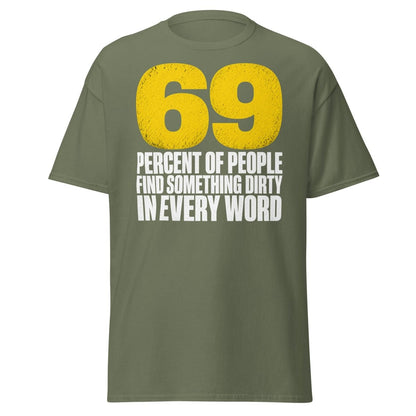 69 Percent Dirty Mind Humor T-Shirt | Adult Funny Tee - Military Green - TeeRipple