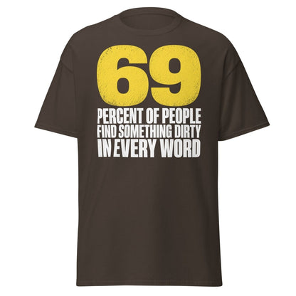 69 Percent Dirty Mind Humor T-Shirt | Adult Funny Tee - Dark Chocolate - TeeRipple