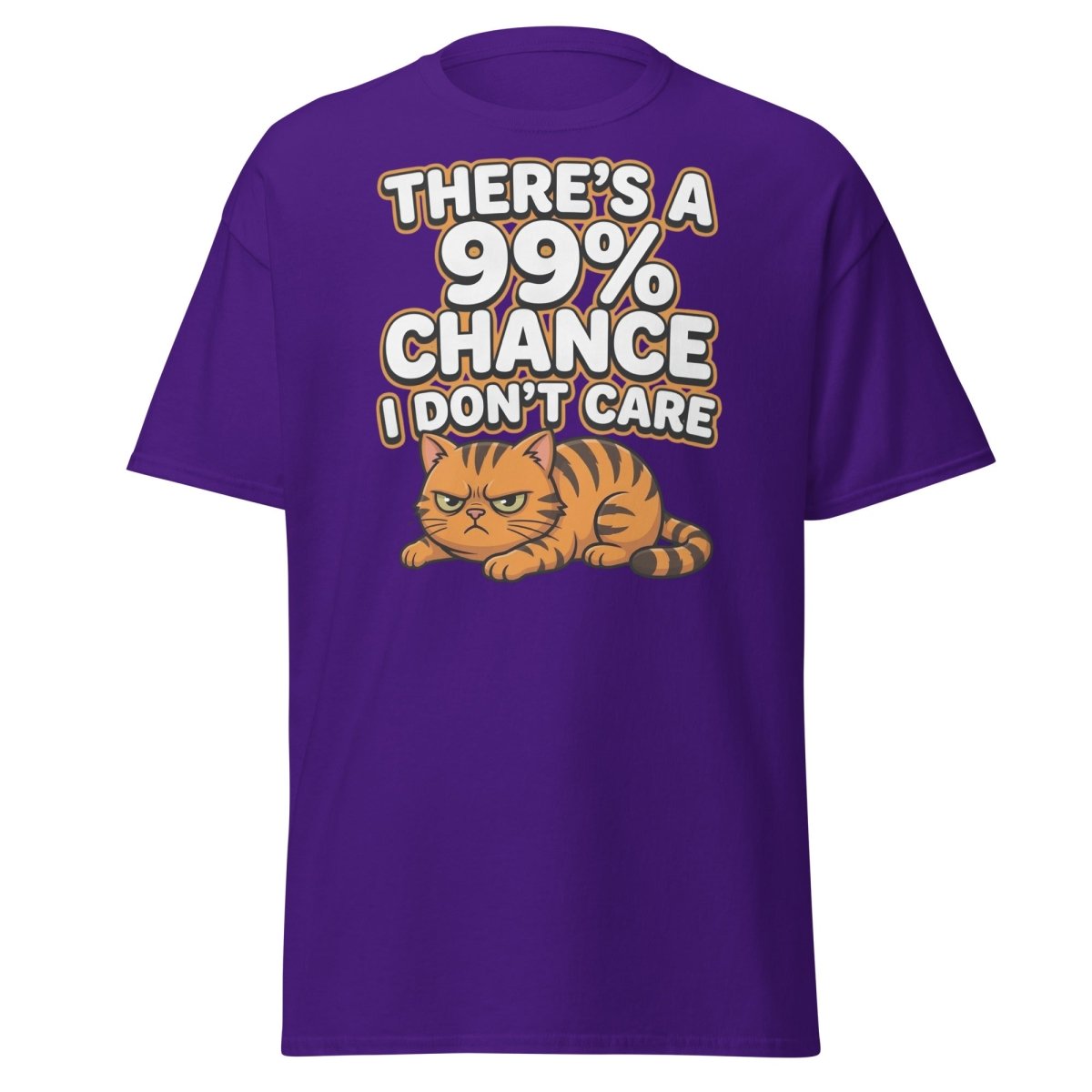 99% Chance I Don't Care Cat T-Shirt | Funny Grumpy Tee - Purple - TeeRipple