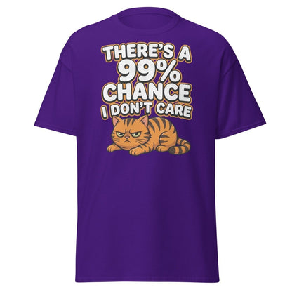 99% Chance I Don't Care Cat T-Shirt | Funny Grumpy Tee - Purple - TeeRipple