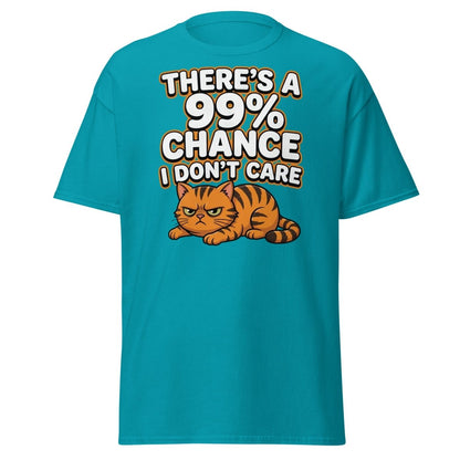 99% Chance I Don't Care Cat T-Shirt | Funny Grumpy Tee - Tropical Blue - TeeRipple