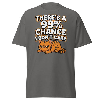 99% Chance I Don't Care Cat T-Shirt | Funny Grumpy Tee - Charcoal - TeeRipple