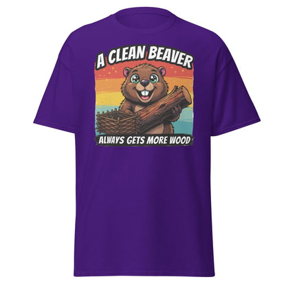A Clean Beaver Always Gets More Wood Funny T-Shirt - Purple - TeeRipple