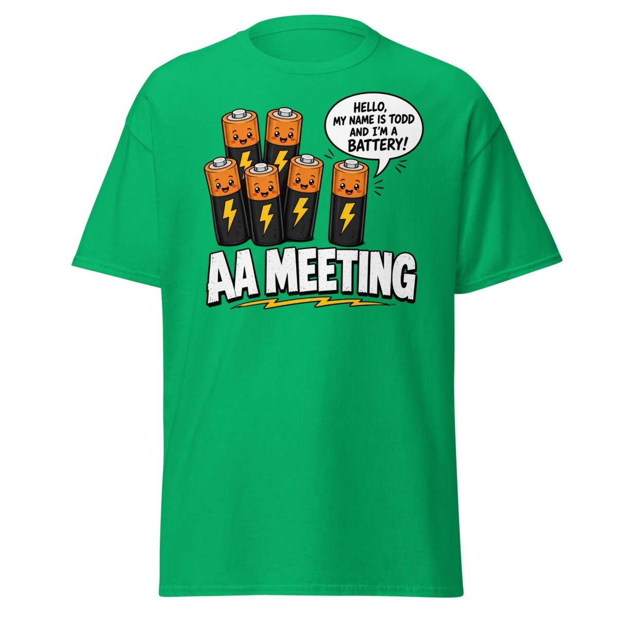AA Meeting Funny Battery Pun T-Shirt - Irish Green - TeeRipple