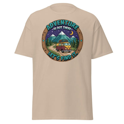 Adventure Is Out There Cat Van T-Shirt – Retro Travel Tee - Sand - TeeRipple