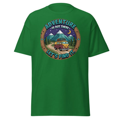 Adventure Is Out There Cat Van T-Shirt – Retro Travel Tee - Turf Green - TeeRipple