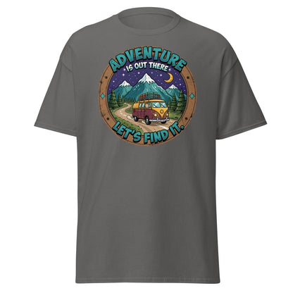 Adventure Is Out There Cat Van T-Shirt – Retro Travel Tee - Charcoal - TeeRipple