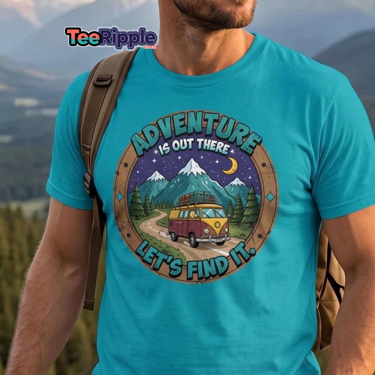 Adventure Is Out There Cat Van T-Shirt – Retro Travel Tee - Maroon - TeeRipple