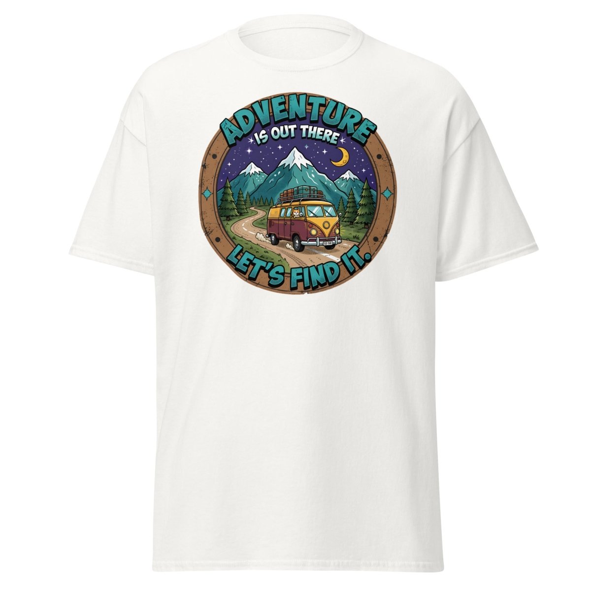 Adventure Is Out There Cat Van T-Shirt – Retro Travel Tee - White - TeeRipple