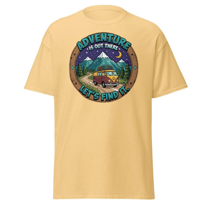 Adventure Is Out There Cat Van T-Shirt – Retro Travel Tee - Yellow Haze - TeeRipple
