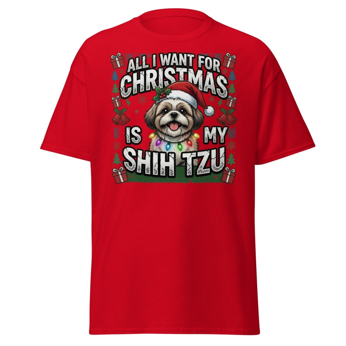 All I Want for Christmas Is My Shih Tzu T-Shirt - Red - TeeRipple
