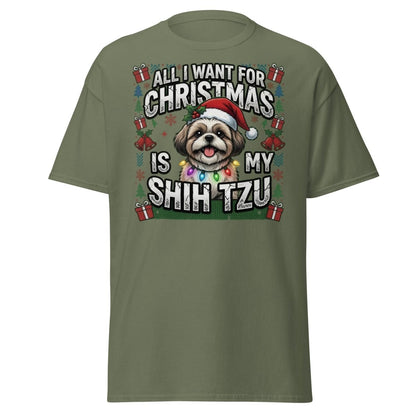 All I Want for Christmas Is My Shih Tzu T-Shirt - Military Green - TeeRipple