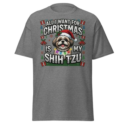 All I Want for Christmas Is My Shih Tzu T-Shirt - Graphite Heather - TeeRipple