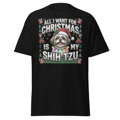 All I Want for Christmas Is My Shih Tzu T-Shirt - Black - TeeRipple