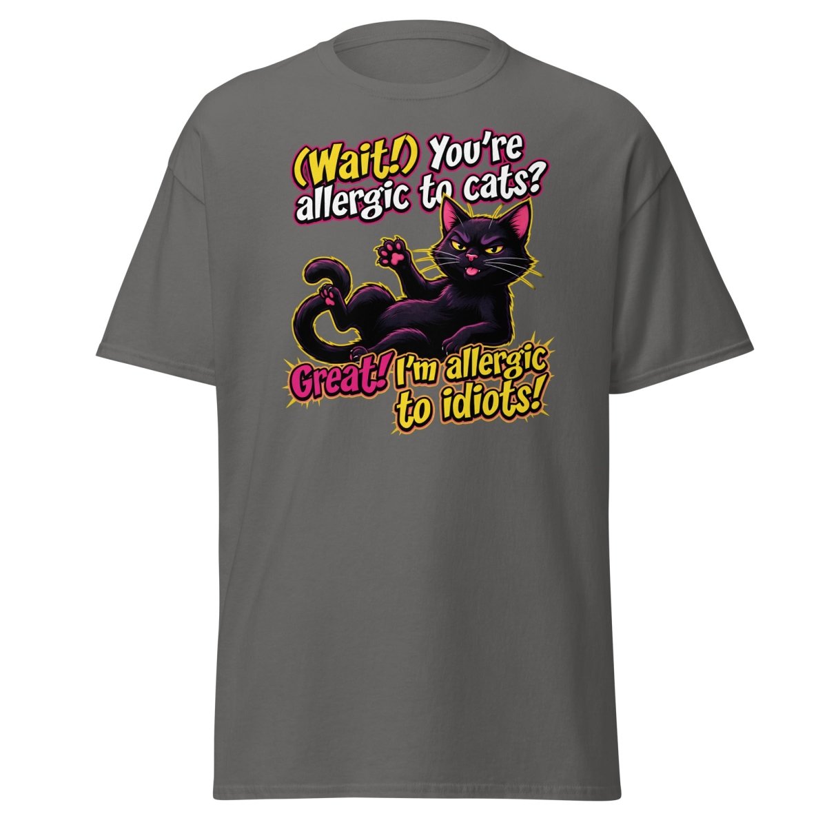 Allergic to Idiots Cat T-Shirt | Funny Sarcastic Tee - Charcoal - TeeRipple