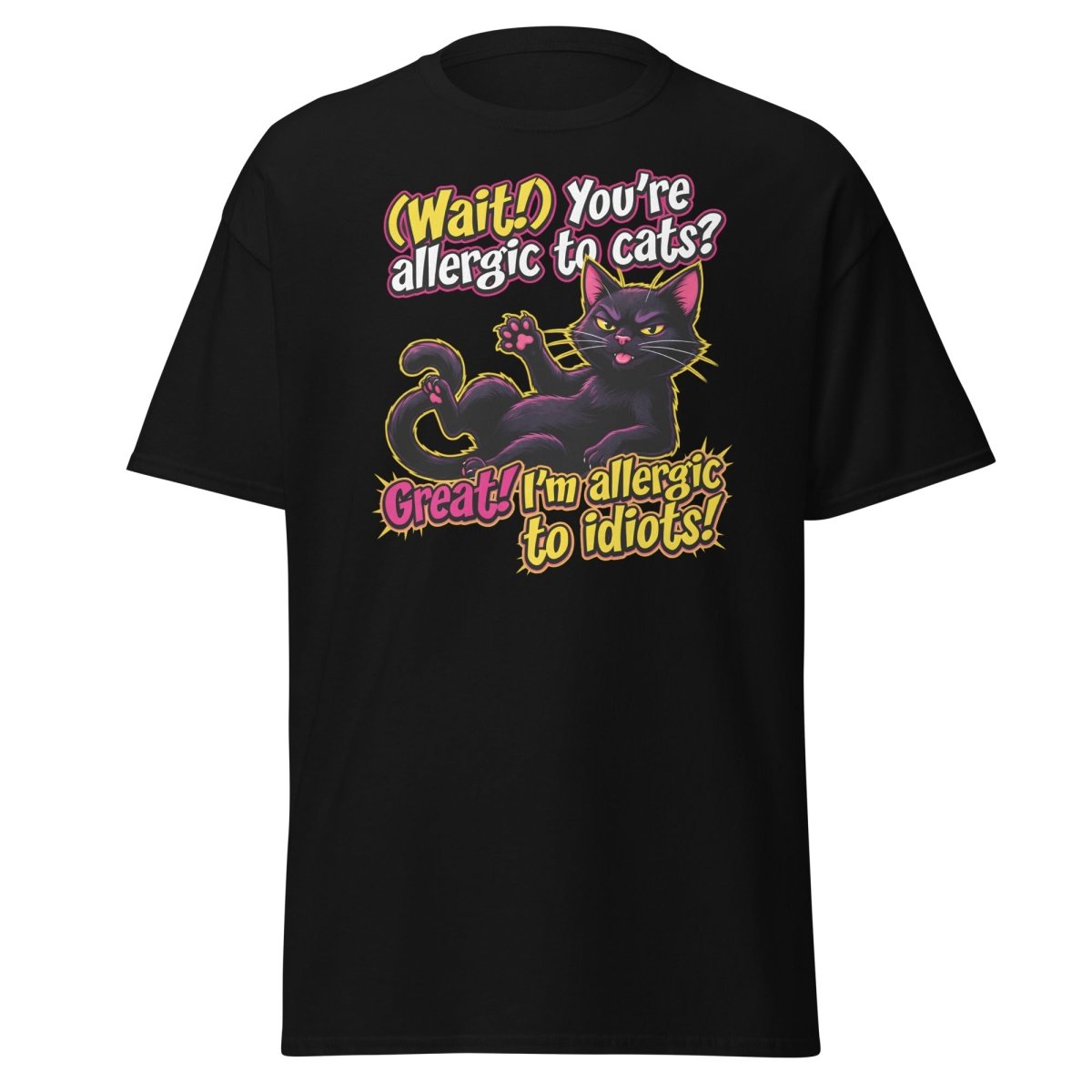 Allergic to Idiots Cat T-Shirt | Funny Sarcastic Tee - Black - TeeRipple