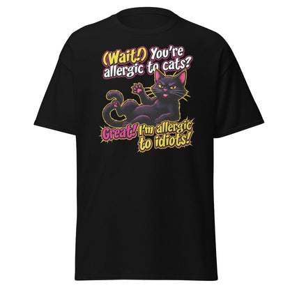 Allergic to Idiots Cat T-Shirt | Funny Sarcastic Tee - Black - TeeRipple