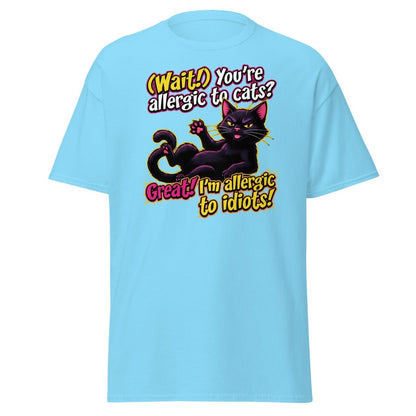 Allergic to Idiots Cat T-Shirt | Funny Sarcastic Tee - Sky - TeeRipple