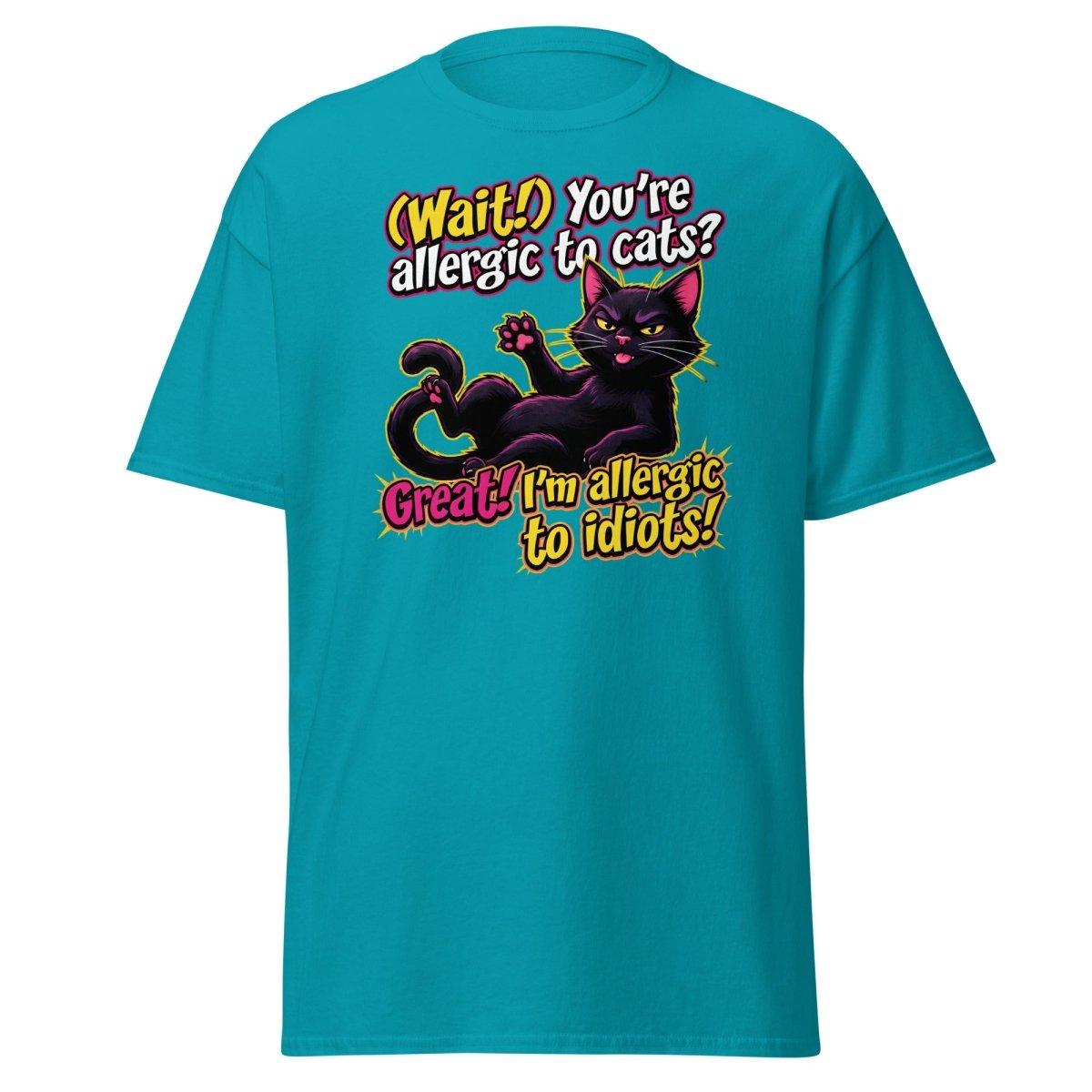 Allergic to Idiots Cat T-Shirt | Funny Sarcastic Tee - Tropical Blue - TeeRipple
