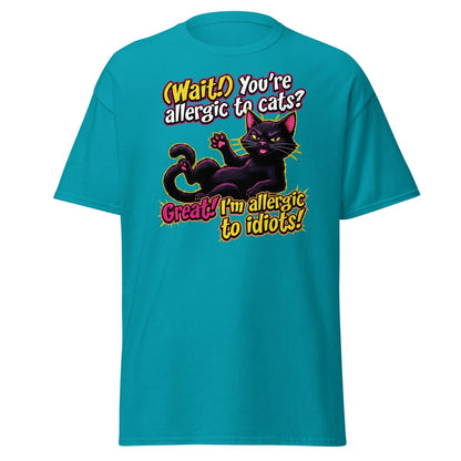 Allergic to Idiots Cat T-Shirt | Funny Sarcastic Tee - Tropical Blue - TeeRipple