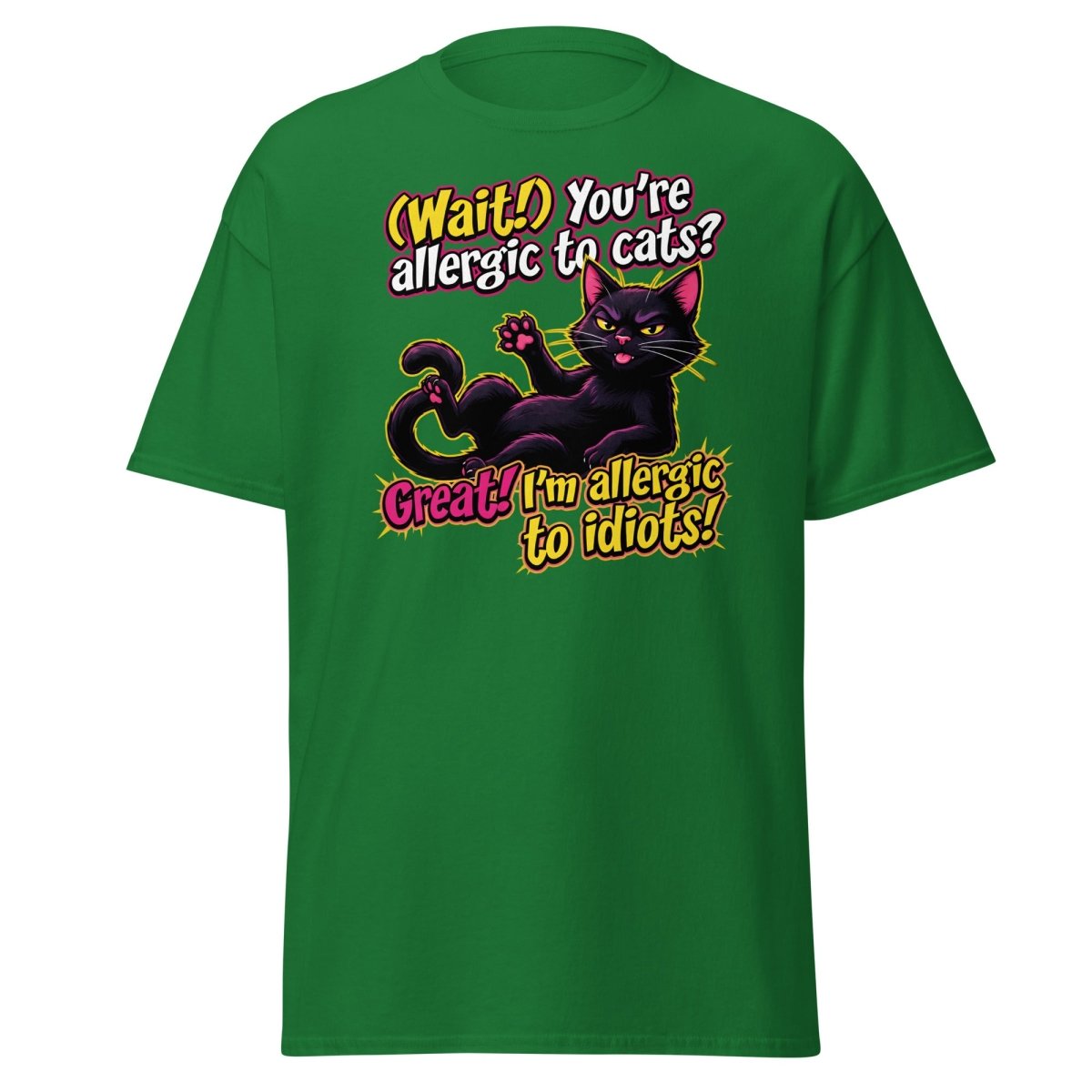Allergic to Idiots Cat T-Shirt | Funny Sarcastic Tee - Turf Green - TeeRipple