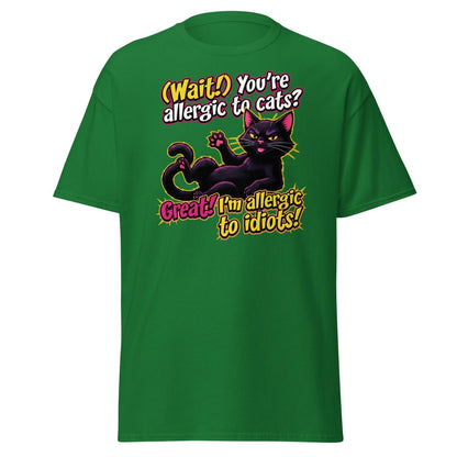 Allergic to Idiots Cat T-Shirt | Funny Sarcastic Tee - Turf Green - TeeRipple
