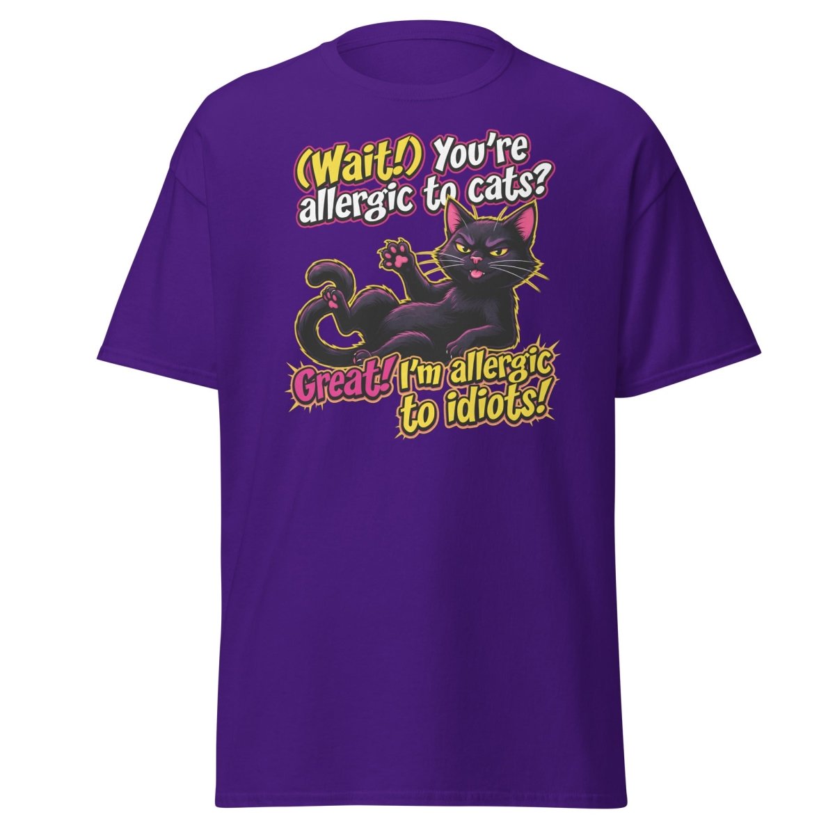 Allergic to Idiots Cat T-Shirt | Funny Sarcastic Tee - Purple - TeeRipple