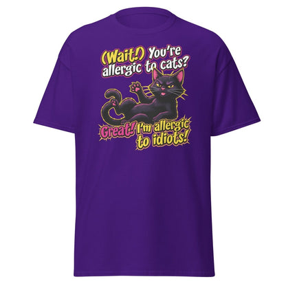 Allergic to Idiots Cat T-Shirt | Funny Sarcastic Tee - Purple - TeeRipple