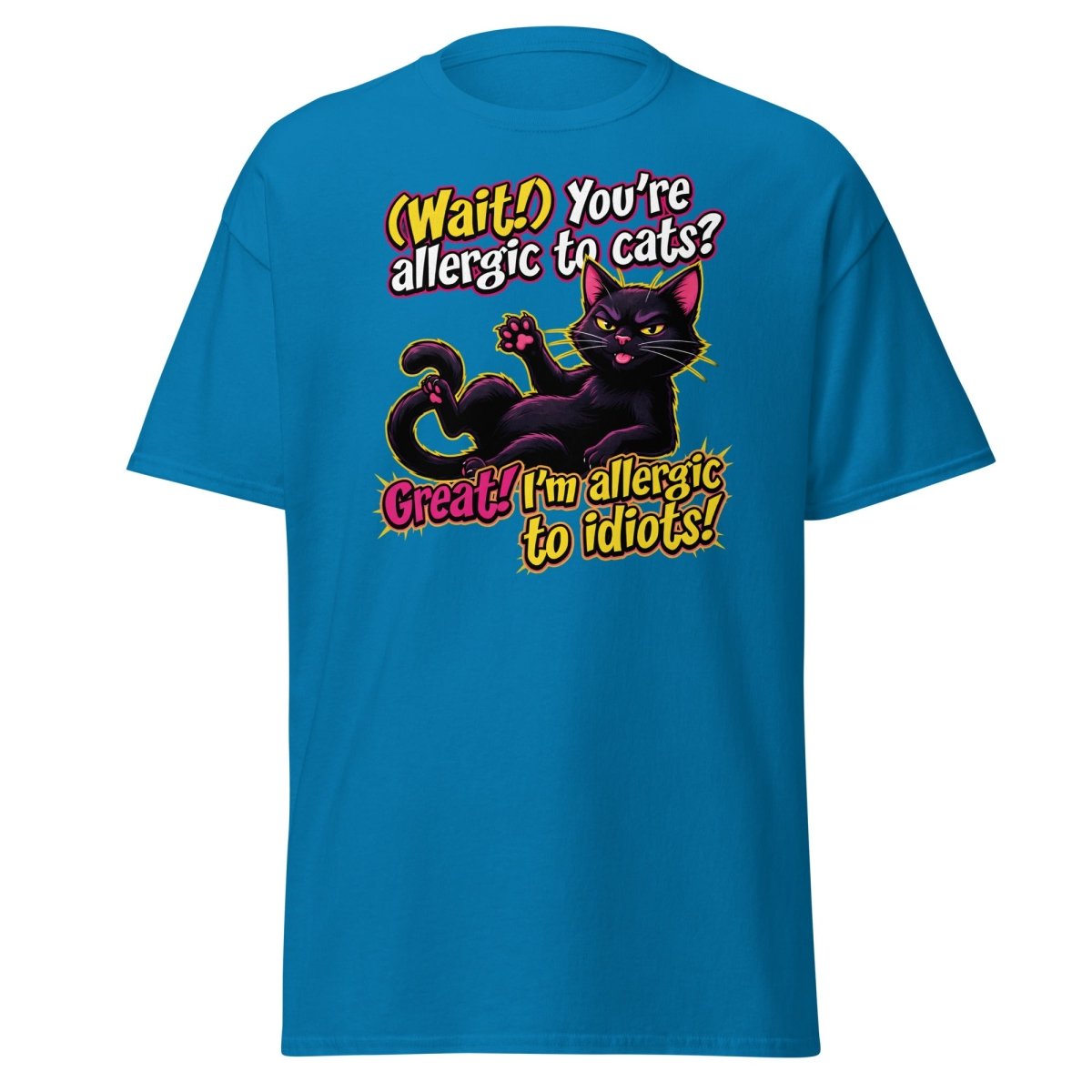 Allergic to Idiots Cat T-Shirt | Funny Sarcastic Tee - Sapphire - TeeRipple
