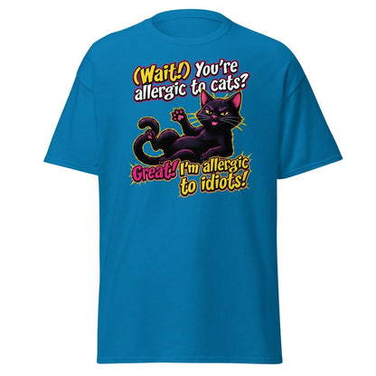 Allergic to Idiots Cat T-Shirt | Funny Sarcastic Tee - Sapphire - TeeRipple