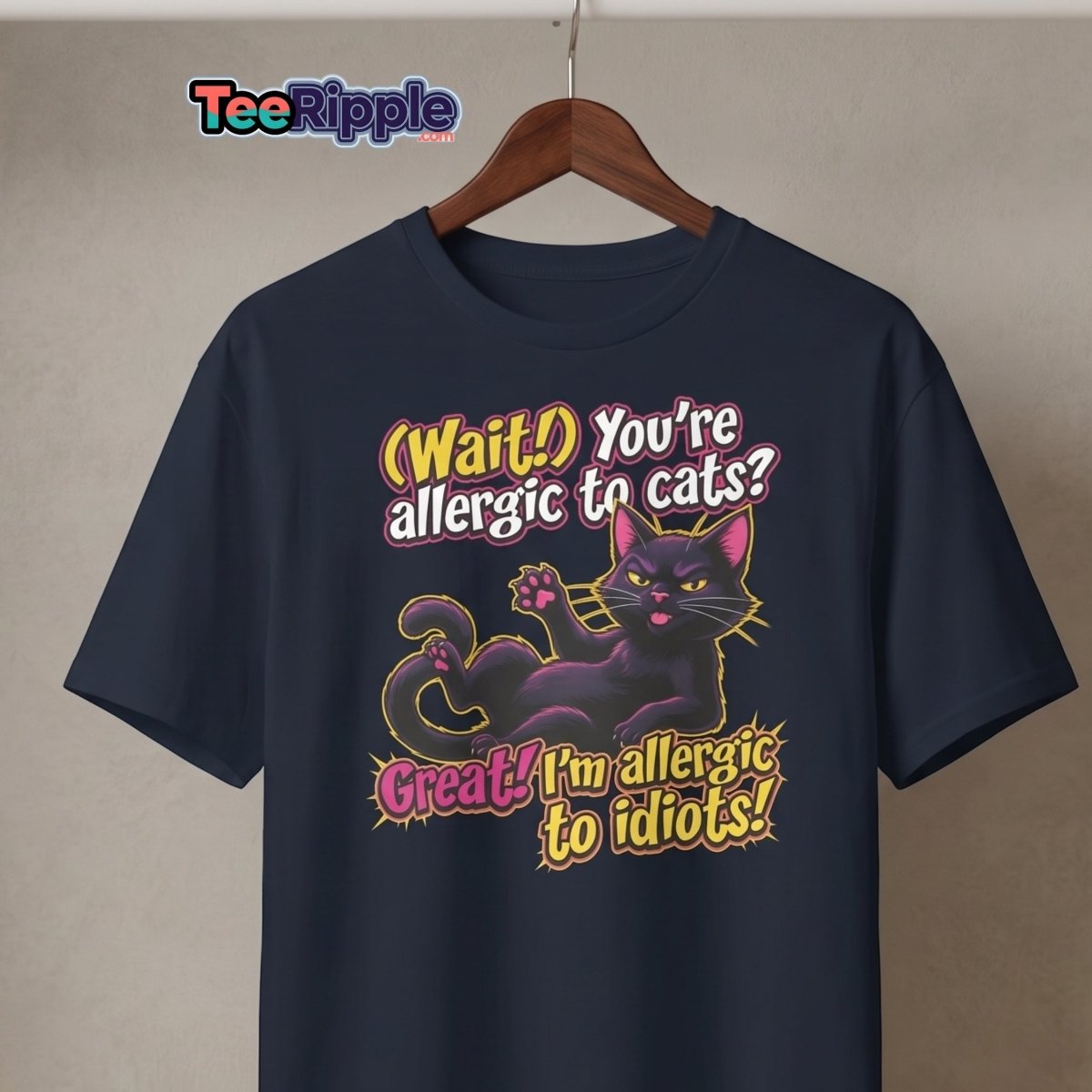 Allergic to Idiots Cat T-Shirt | Funny Sarcastic Tee - Maroon - TeeRipple