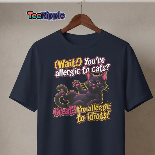Allergic to Idiots Cat T-Shirt | Funny Sarcastic Tee - Maroon - TeeRipple