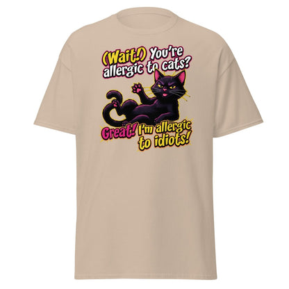 Allergic to Idiots Cat T-Shirt | Funny Sarcastic Tee - Sand - TeeRipple