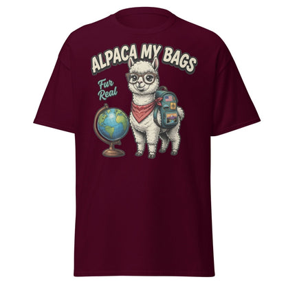 Alpaca My Bags T-Shirt – Funny Travel Pun Tee - Maroon - TeeRipple