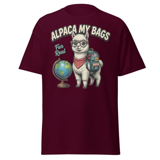 Alpaca My Bags T-Shirt – Funny Travel Pun Tee - Maroon - TeeRipple