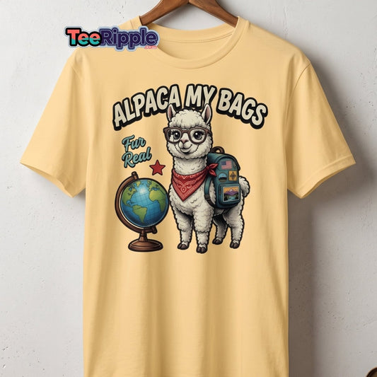 Alpaca My Bags T-Shirt – Funny Travel Pun Tee - Maroon - TeeRipple