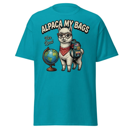 Alpaca My Bags T-Shirt – Funny Travel Pun Tee - Tropical Blue - TeeRipple