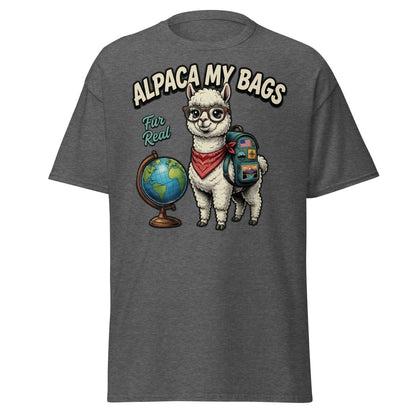 Alpaca My Bags T-Shirt – Funny Travel Pun Tee - Dark Heather - TeeRipple