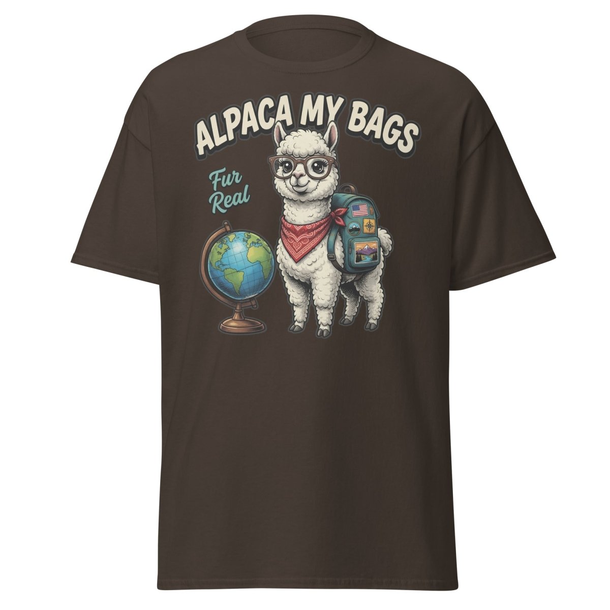 Alpaca My Bags T-Shirt – Funny Travel Pun Tee - Dark Chocolate - TeeRipple