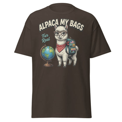 Alpaca My Bags T-Shirt – Funny Travel Pun Tee - Dark Chocolate - TeeRipple