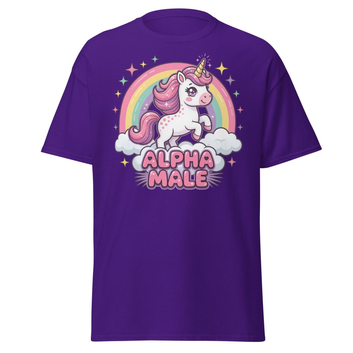 Alpha Male Unicorn T-Shirt - Funny Rainbow Graphic Tee - Purple - TeeRipple