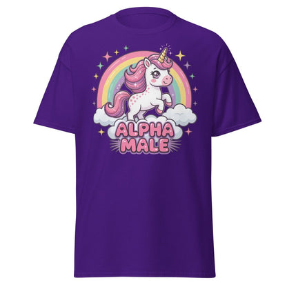 Alpha Male Unicorn T-Shirt - Funny Rainbow Graphic Tee - Purple - TeeRipple