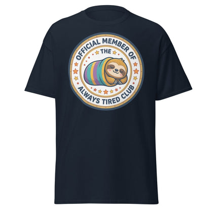 Always Tired Club Sloth T-Shirt - Official Member Tee - Navy - TeeRipple