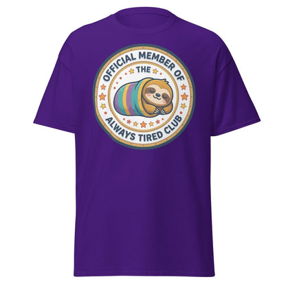 Always Tired Club Sloth T-Shirt - Official Member Tee - Purple - TeeRipple
