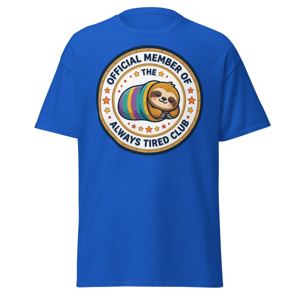 Always Tired Club Sloth T-Shirt - Official Member Tee - Royal - TeeRipple