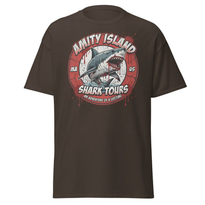 Amity Island Shark Tours Jaws Bloody Shark T-Shirt - Dark Chocolate - TeeRipple