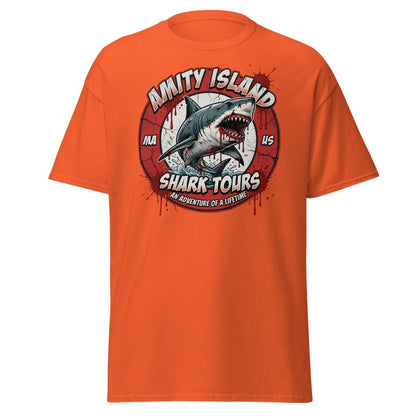 Amity Island Shark Tours Jaws Bloody Shark T-Shirt - Orange - TeeRipple