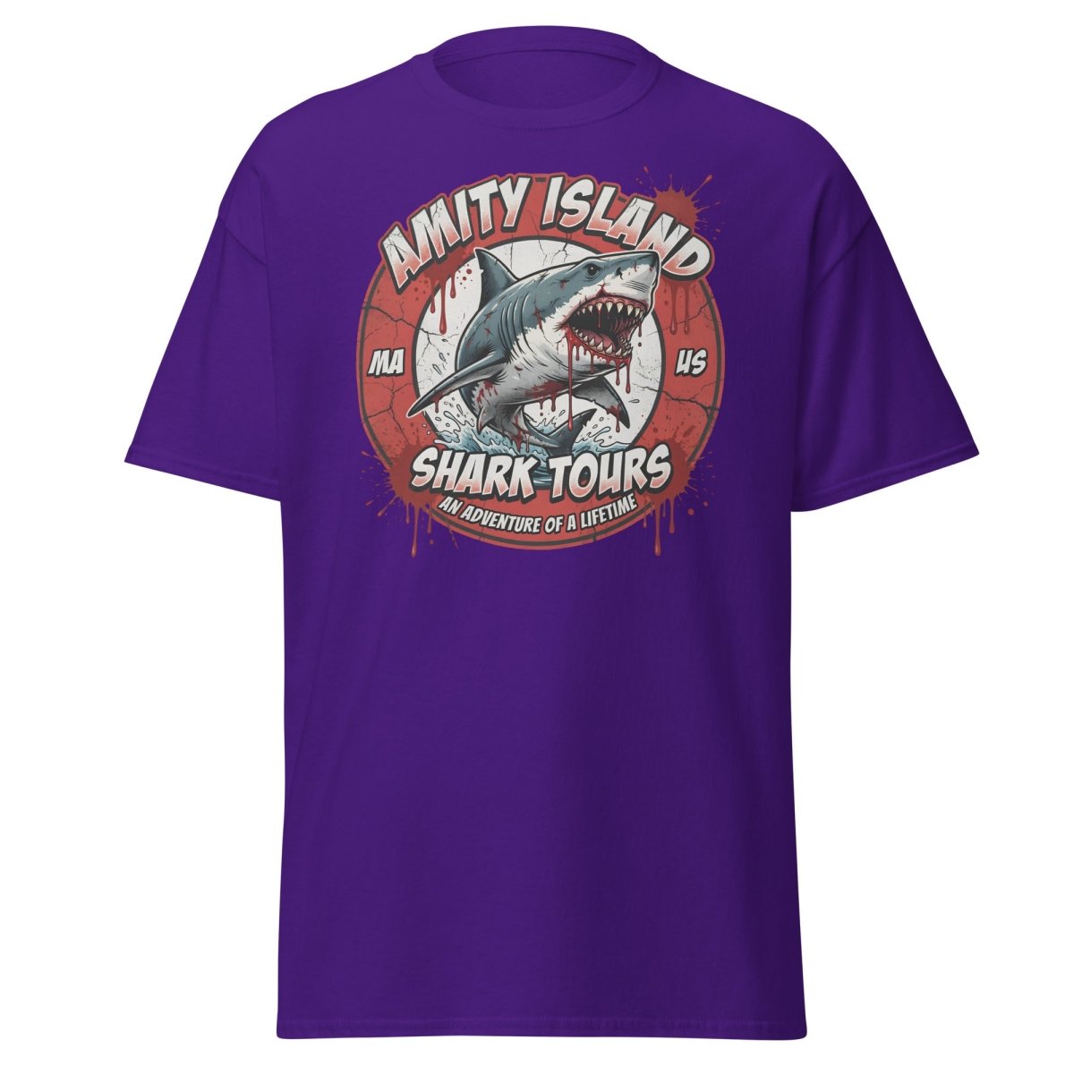 Amity Island Shark Tours Jaws Bloody Shark T-Shirt - Purple - TeeRipple
