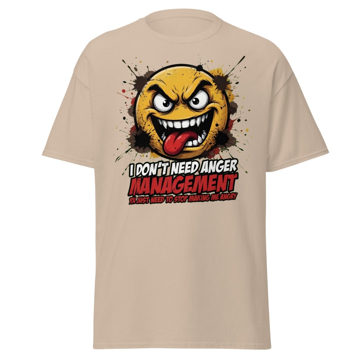 Anger Management Funny T-Shirt – Sarcastic Emoji Tee - Sand - TeeRipple