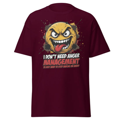 Anger Management Funny T-Shirt – Sarcastic Emoji Tee - Maroon - TeeRipple
